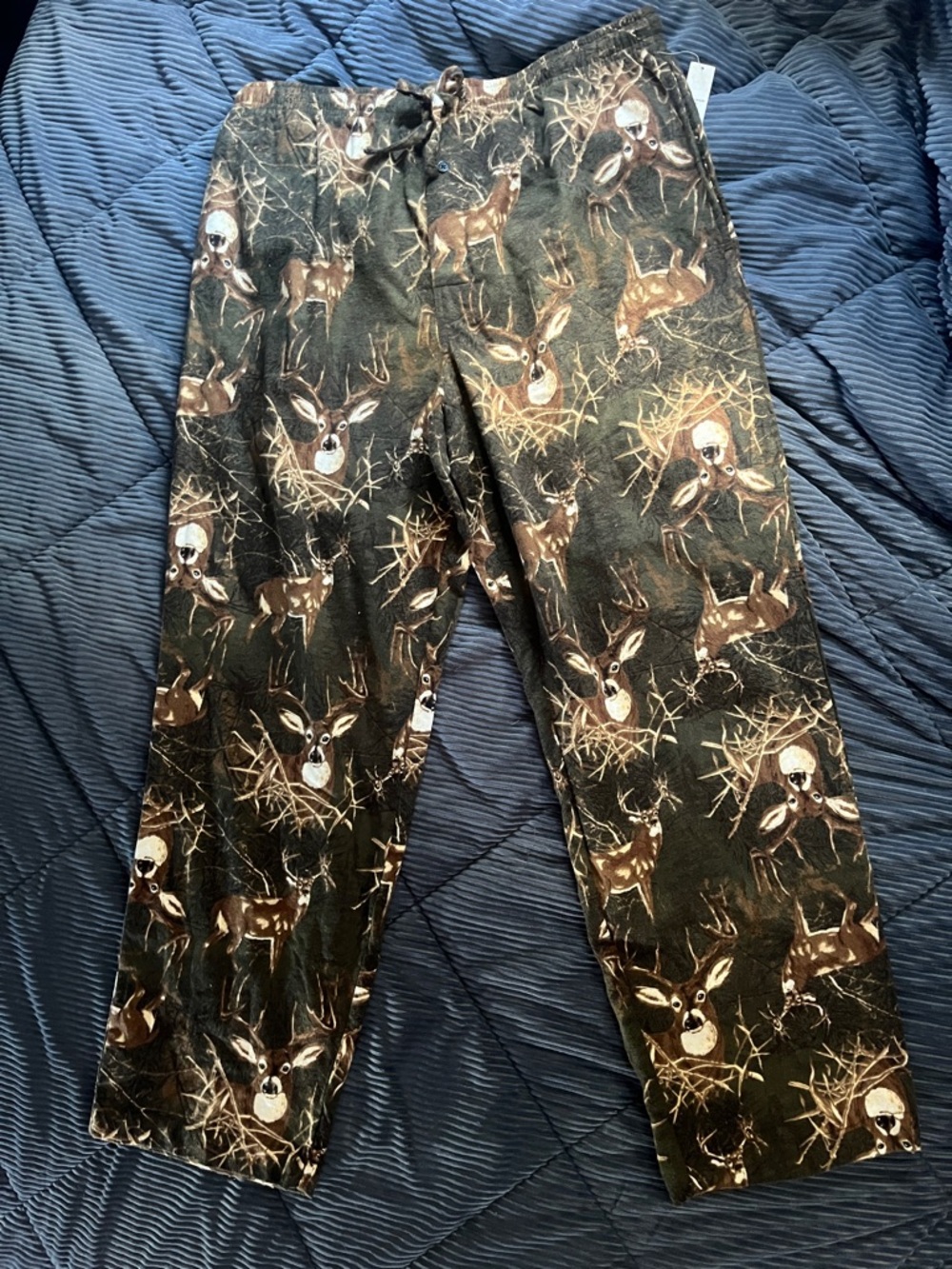 Saddlebred Olive Green and Brown Deer Print Fleece Pants
